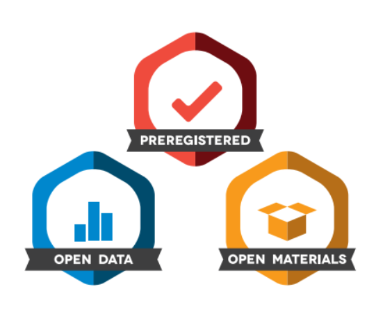Badges to incentivize preregistration, as well as data and material sharing.